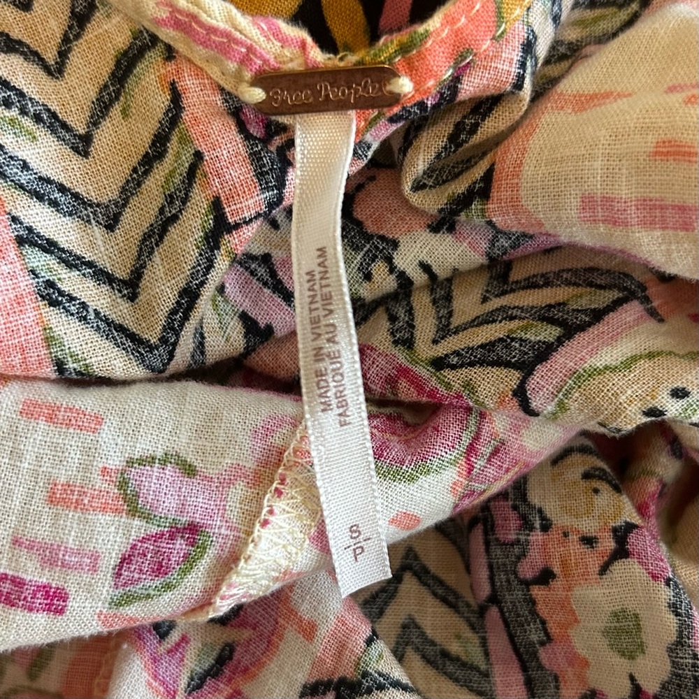 Free People Summer In Tulum Print Boho Beach Top‎ Women’s SZ Small Floral Print - Picture 7 of 8